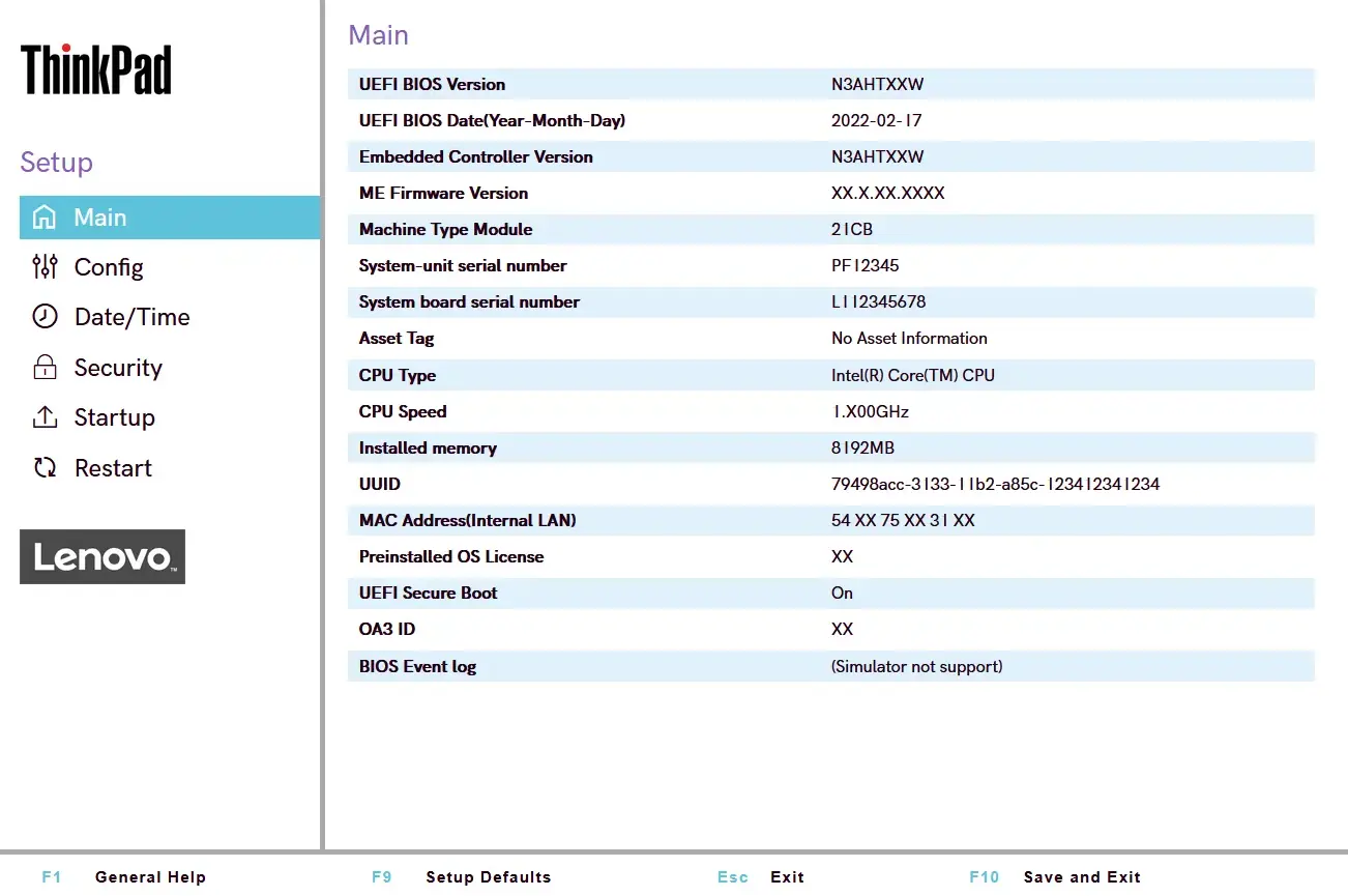 UEFI na laptopie Lenovo